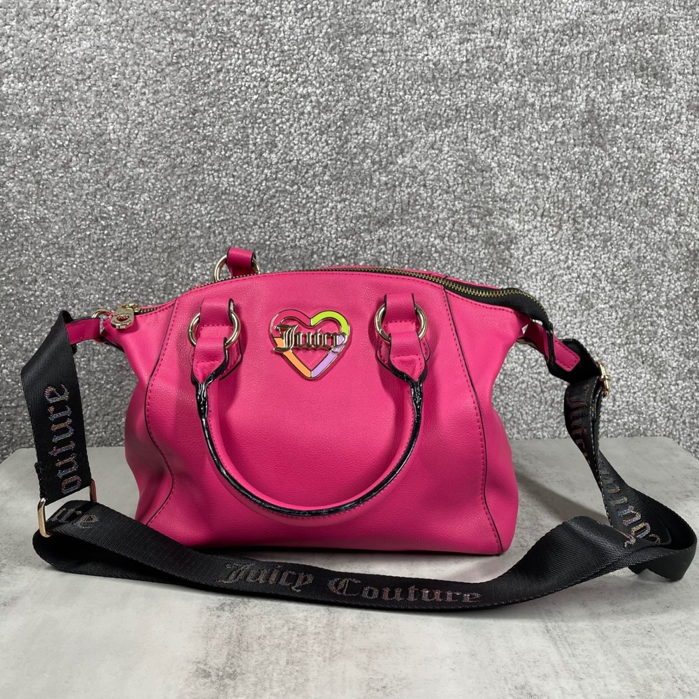 Juicy‎ Couture Crossbody Bag Y2K Hot Pink Heart Logo Satchel